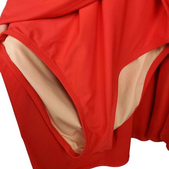 J. Crew Red Halter Neck One Piece Swimsuit Size 8 Wrap Front Bathing Suit Beach - Picture 5 of 8